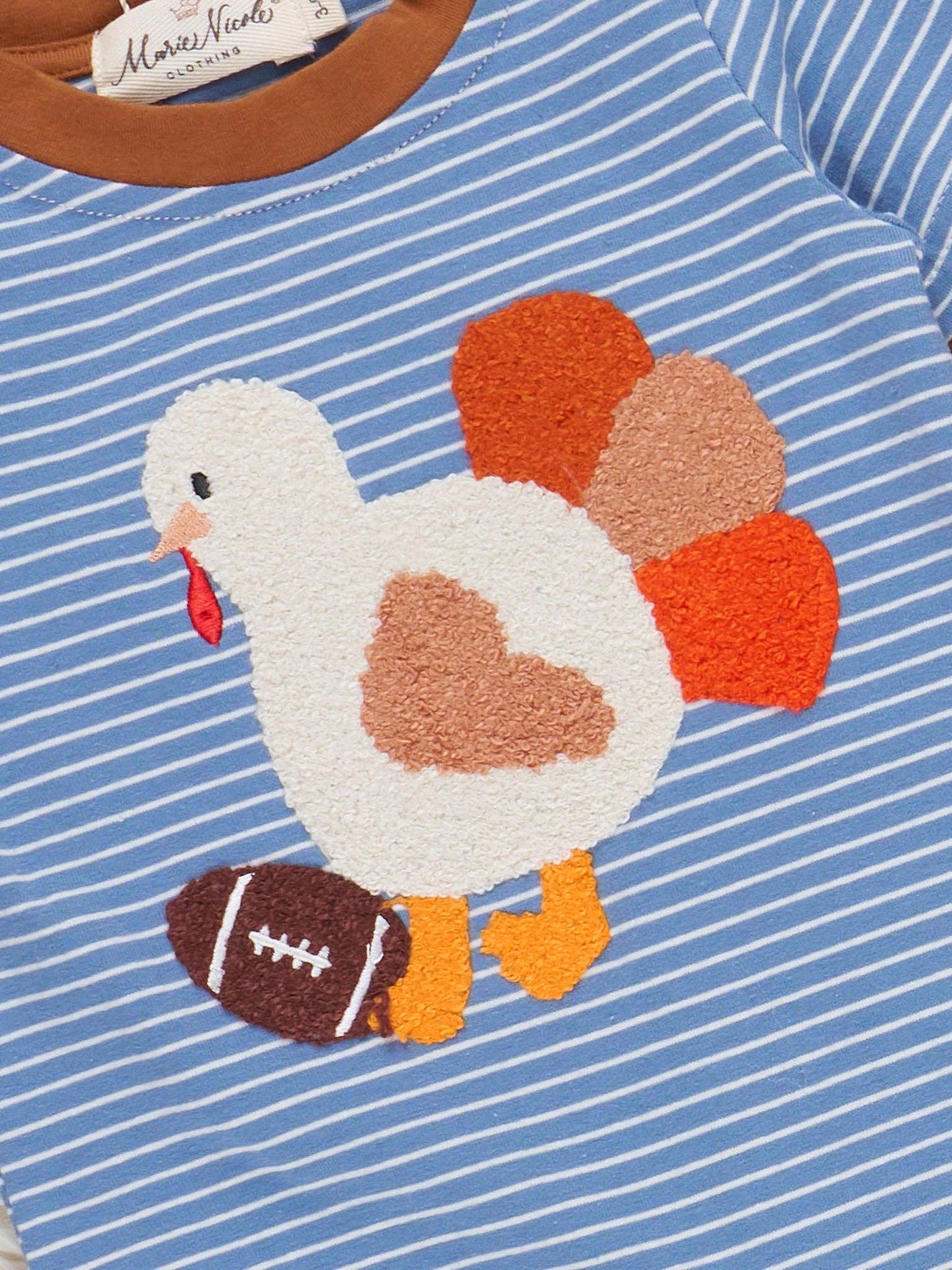 Turkey's Game Day  Boy's Striped Romper