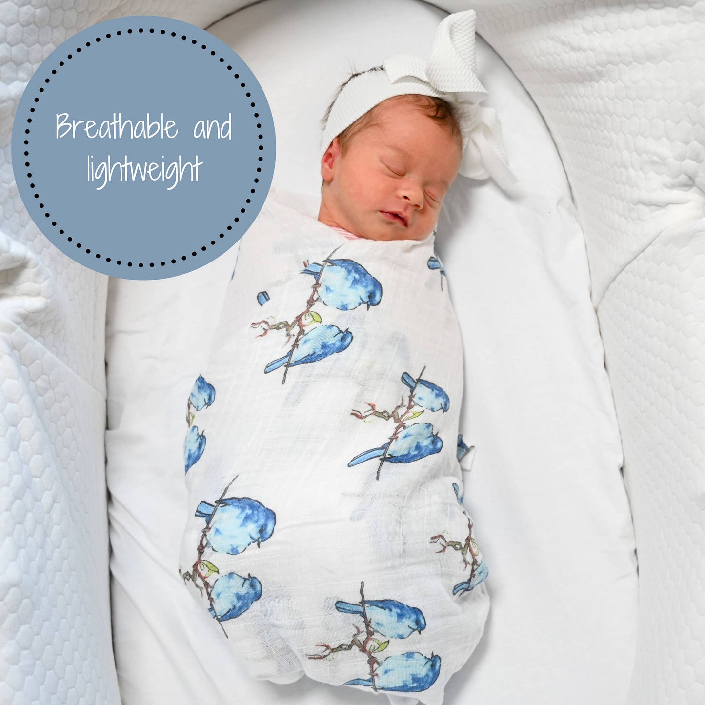 Bluebird Of Happiness Baby Muslin Swaddle Blanket
