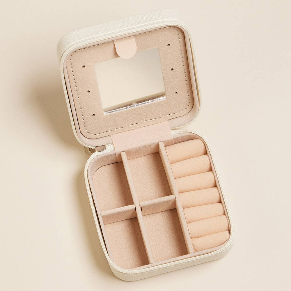 Pink Flower Portable Square Jewelry Box