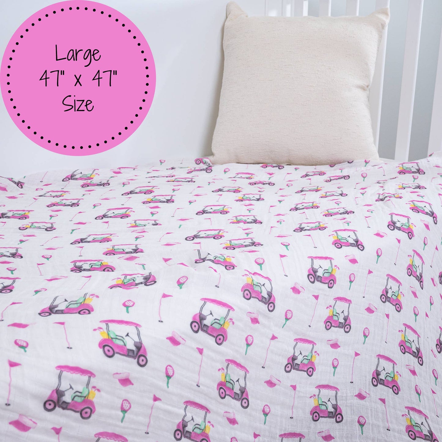 Pink Golf Baby Muslin Swaddle Blanket