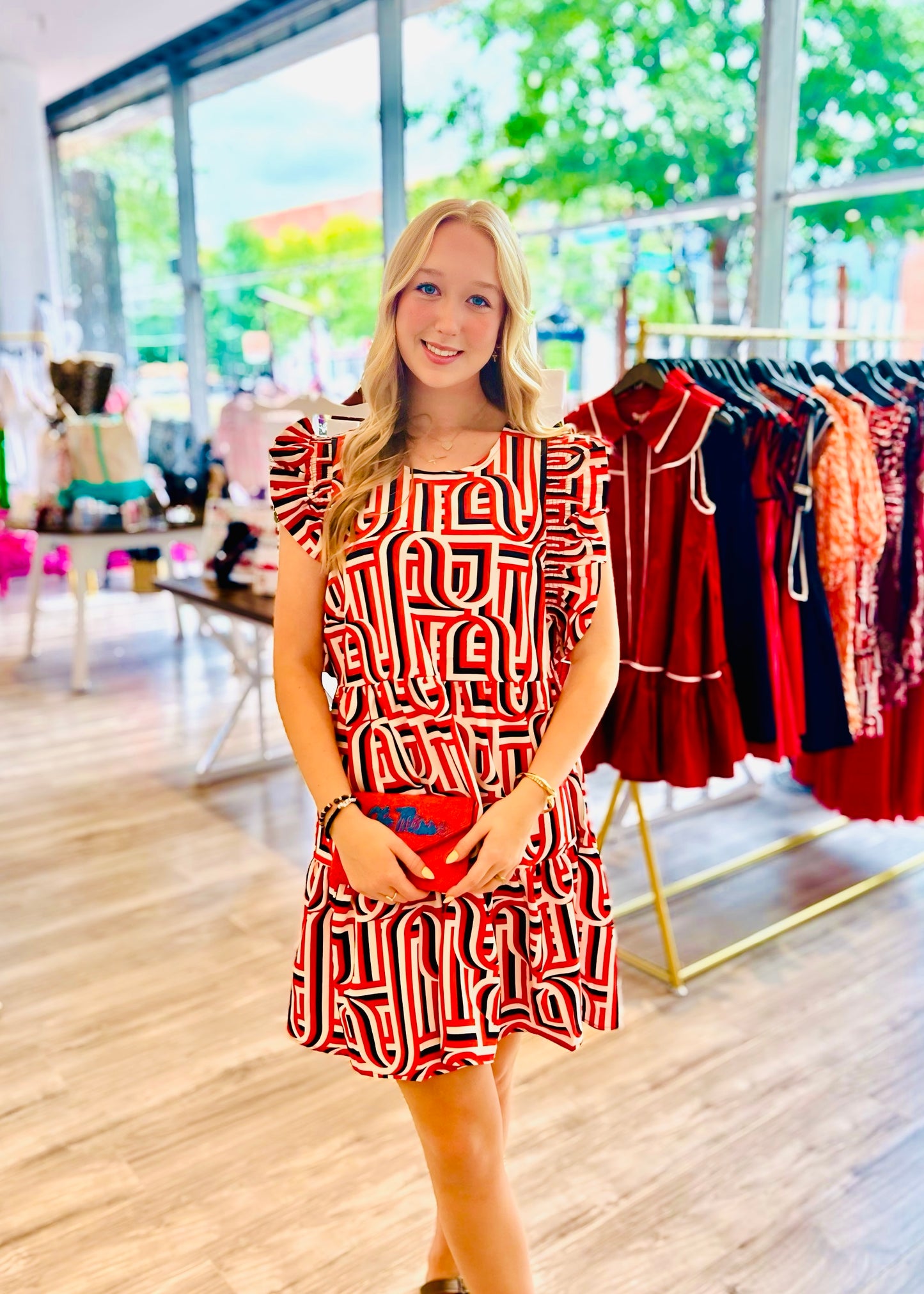 Everly Red & Blue Touchdown Dress