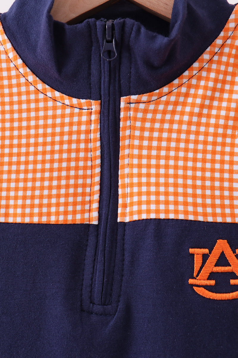 Navy Auburn Ruffled Pull Over