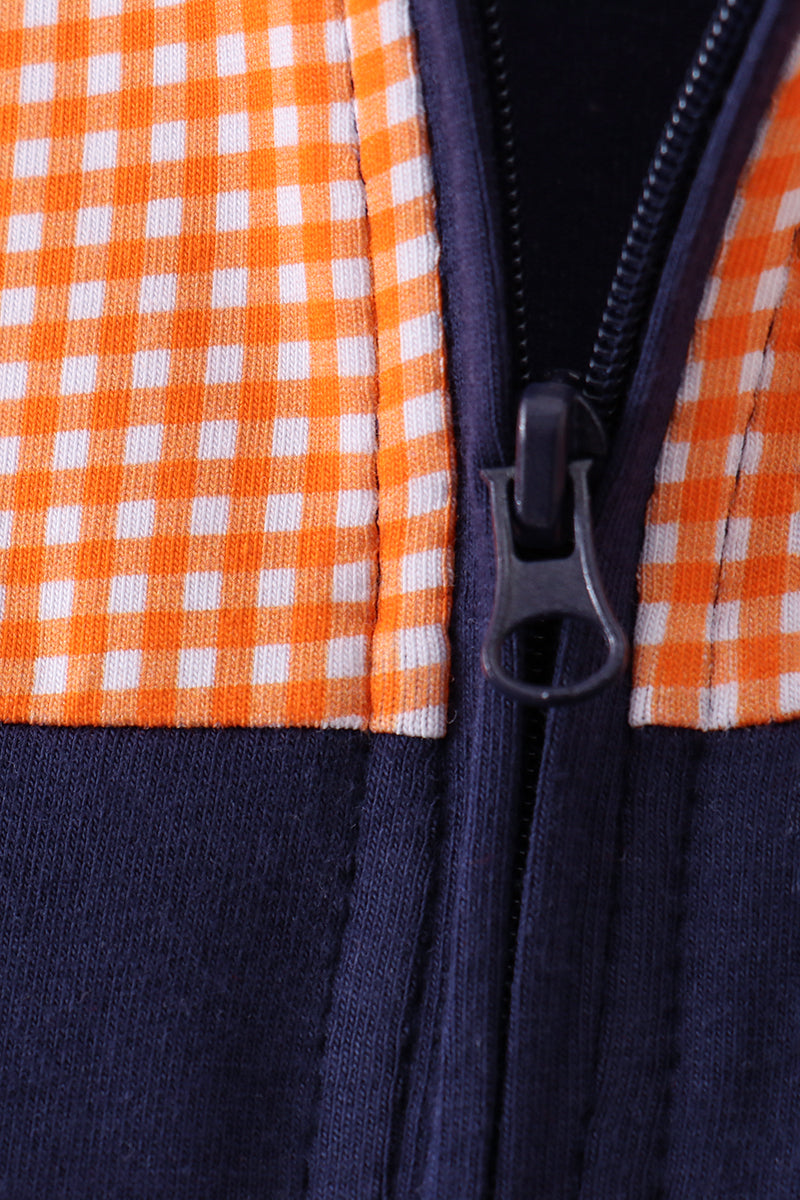 Navy Auburn Ruffled Pull Over