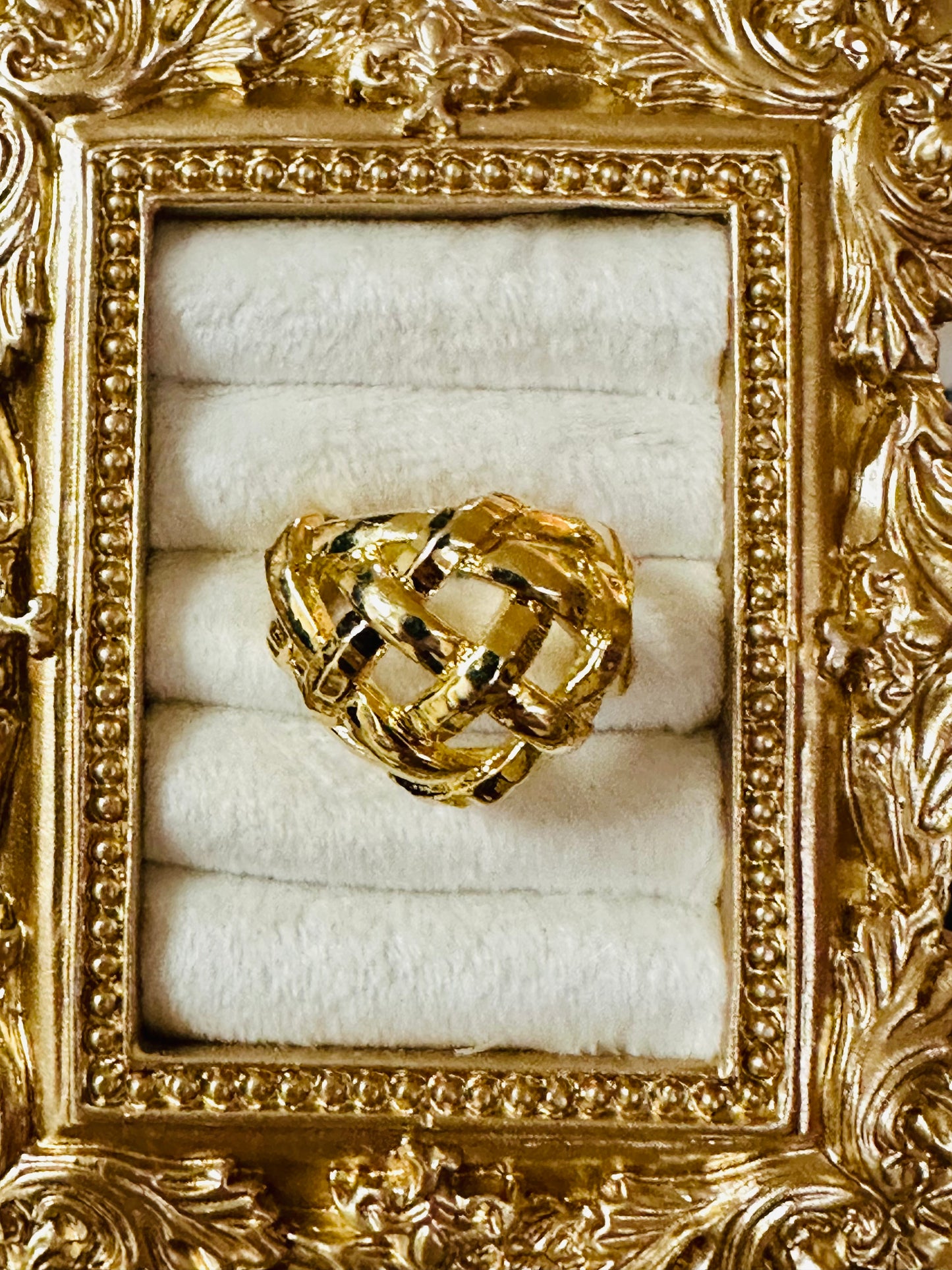 Vintage Openwork Basketweave Statement Ring