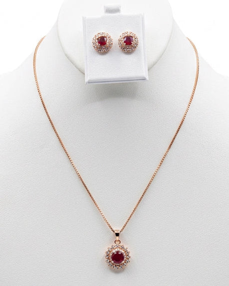Scarlet Halo Pendant & Earring Set