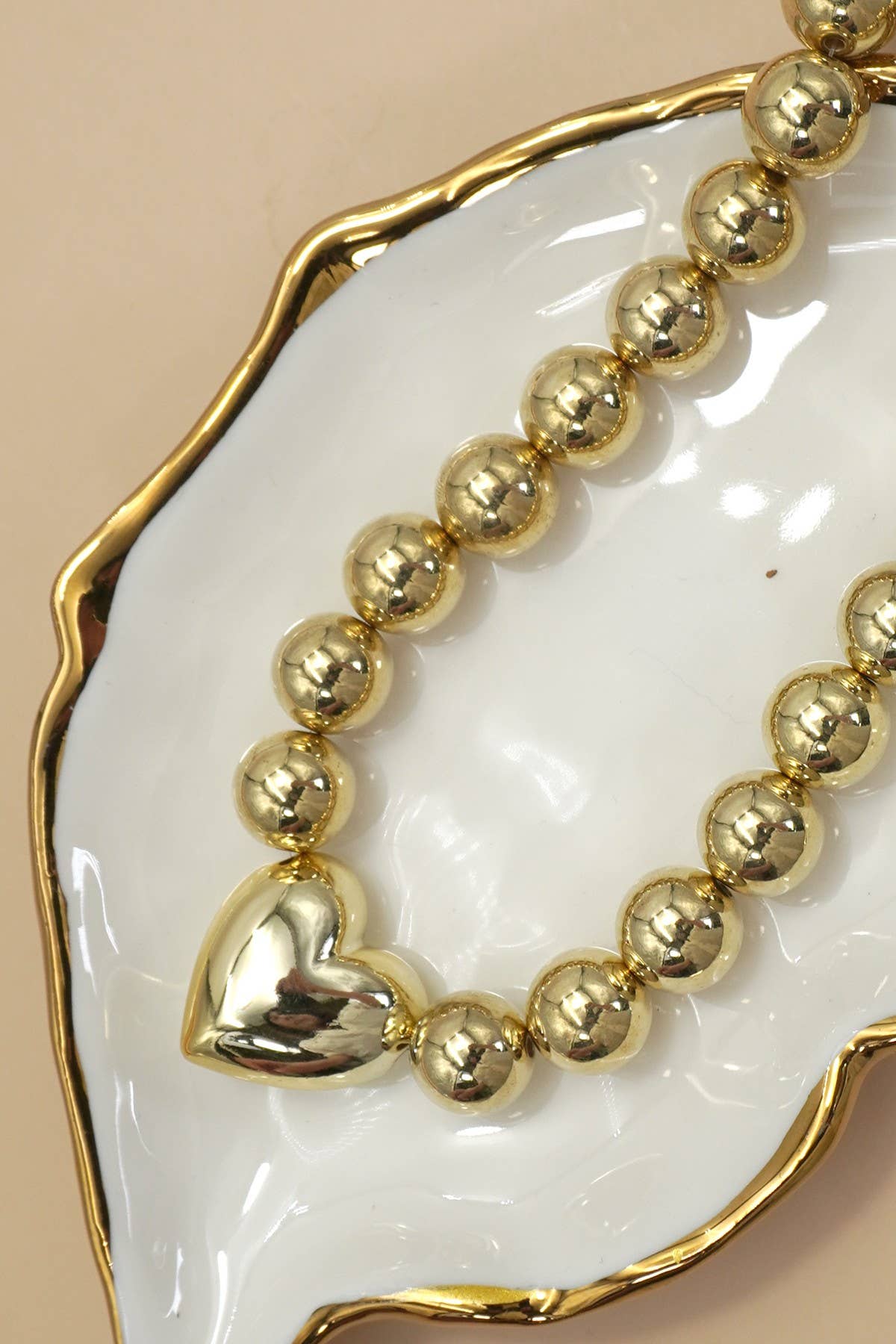 Puffy Heart Ball Chain Statement Necklace