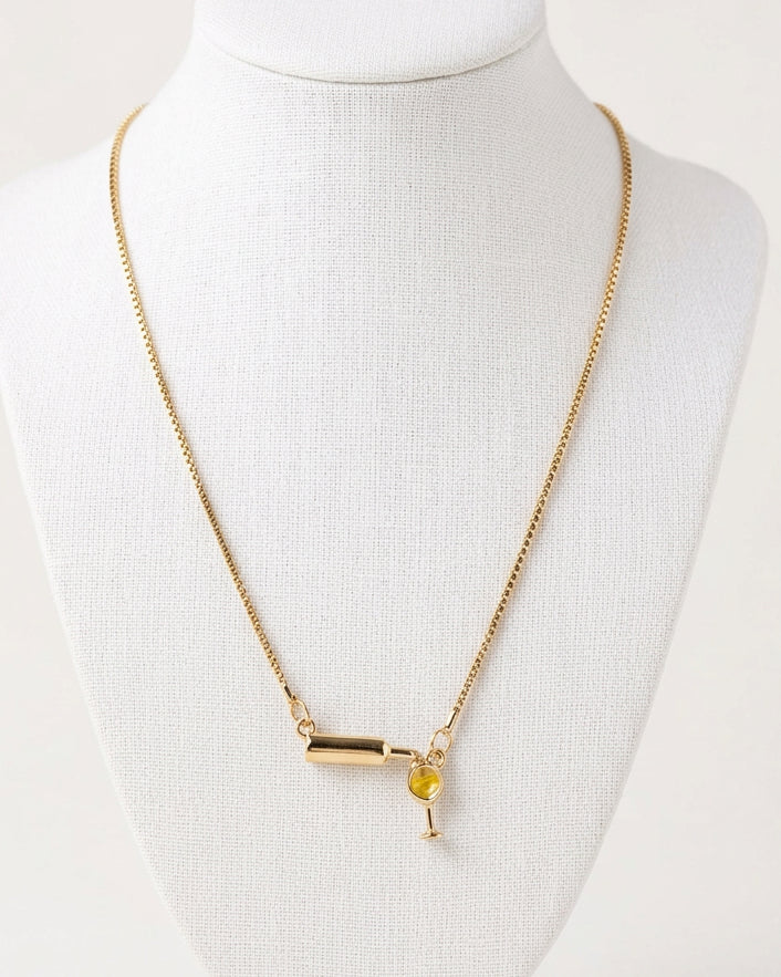 Happy Hour Wine Bottle & Glass Pendant Necklace