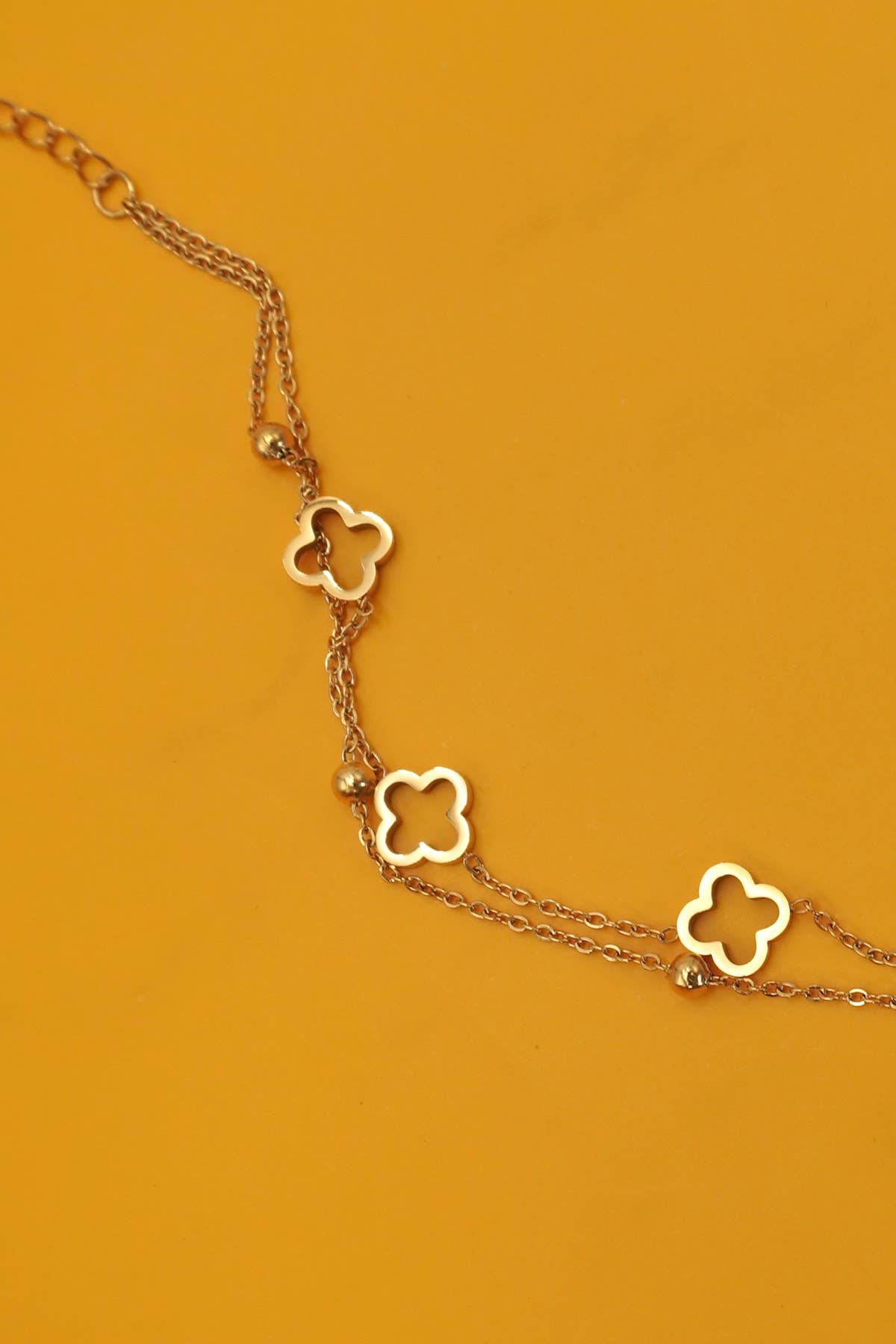 Double Chain Clover Necklace
