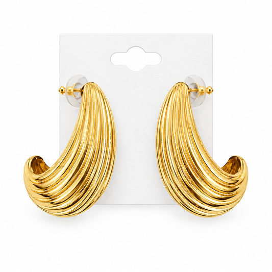 Vintage 1980s Gadroon Crescent Earrings