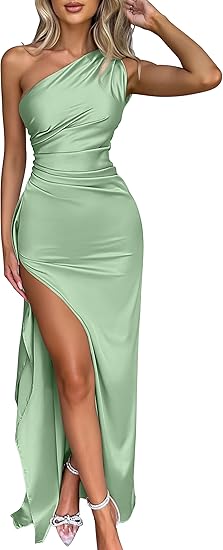 One Shoulder Satin Dress