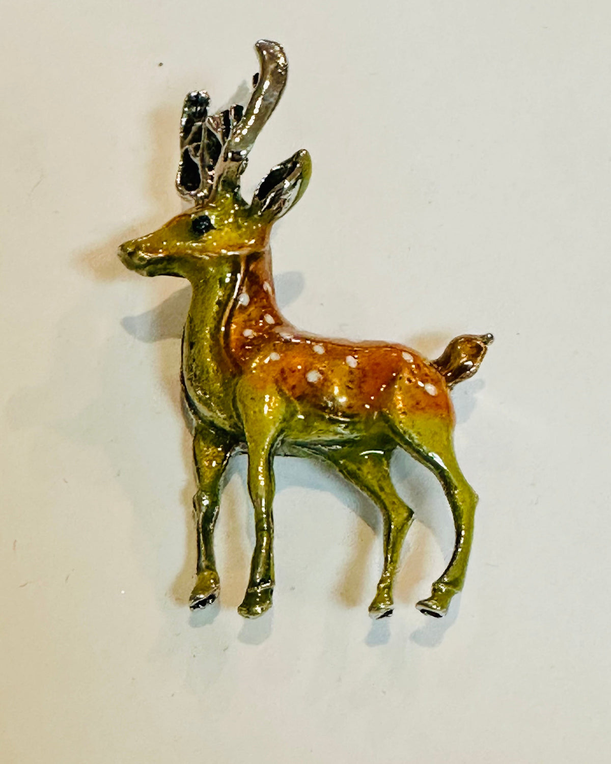 Vintage Enamel Sika Deer Brooch