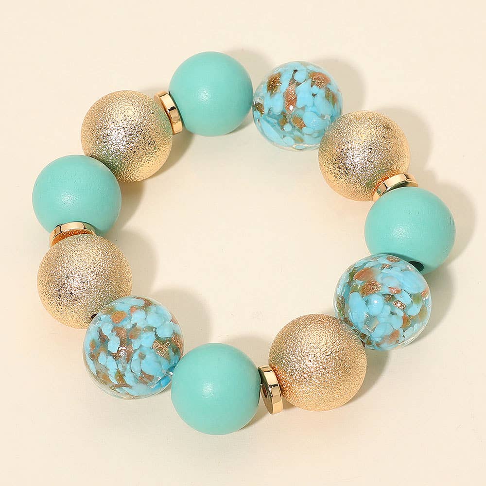 Textured Metal Beaded Stretch Bracelet