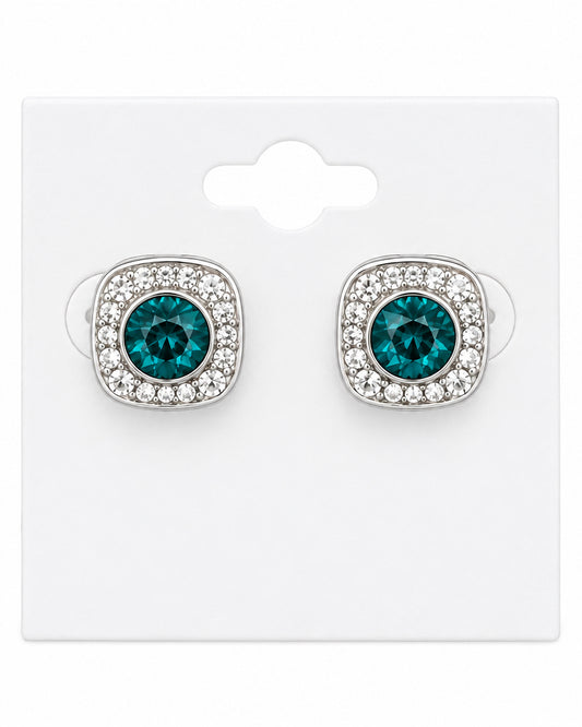 The Sophia Studs – Deep Teal Halo
