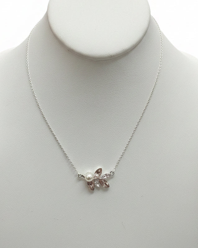 Pearl & Marquise Leaf Silver Necklace