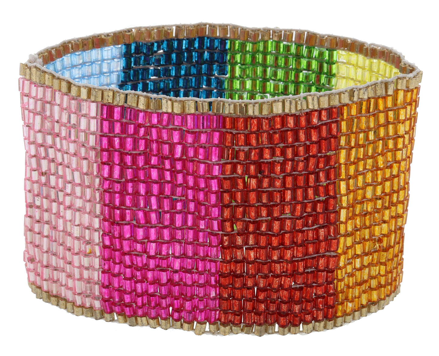 Gold and Shiny Rainbow Beaded Stretch Bracelet