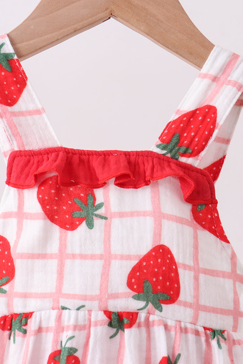 Red Strawberry Muslin Plaid Bubble