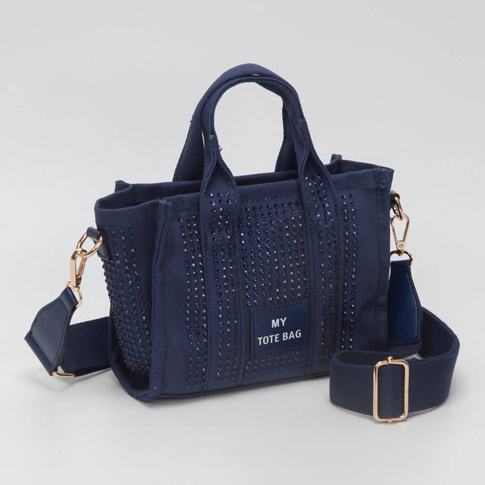 Rhinestone Studded Top Handle Crossbody Bag