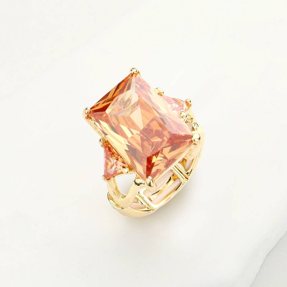 Statement Rectangle Crystal Stretch Ring