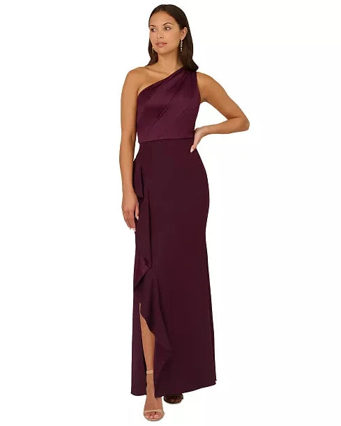 Adrianna Papell Women's One-Shoulder Draped Gown