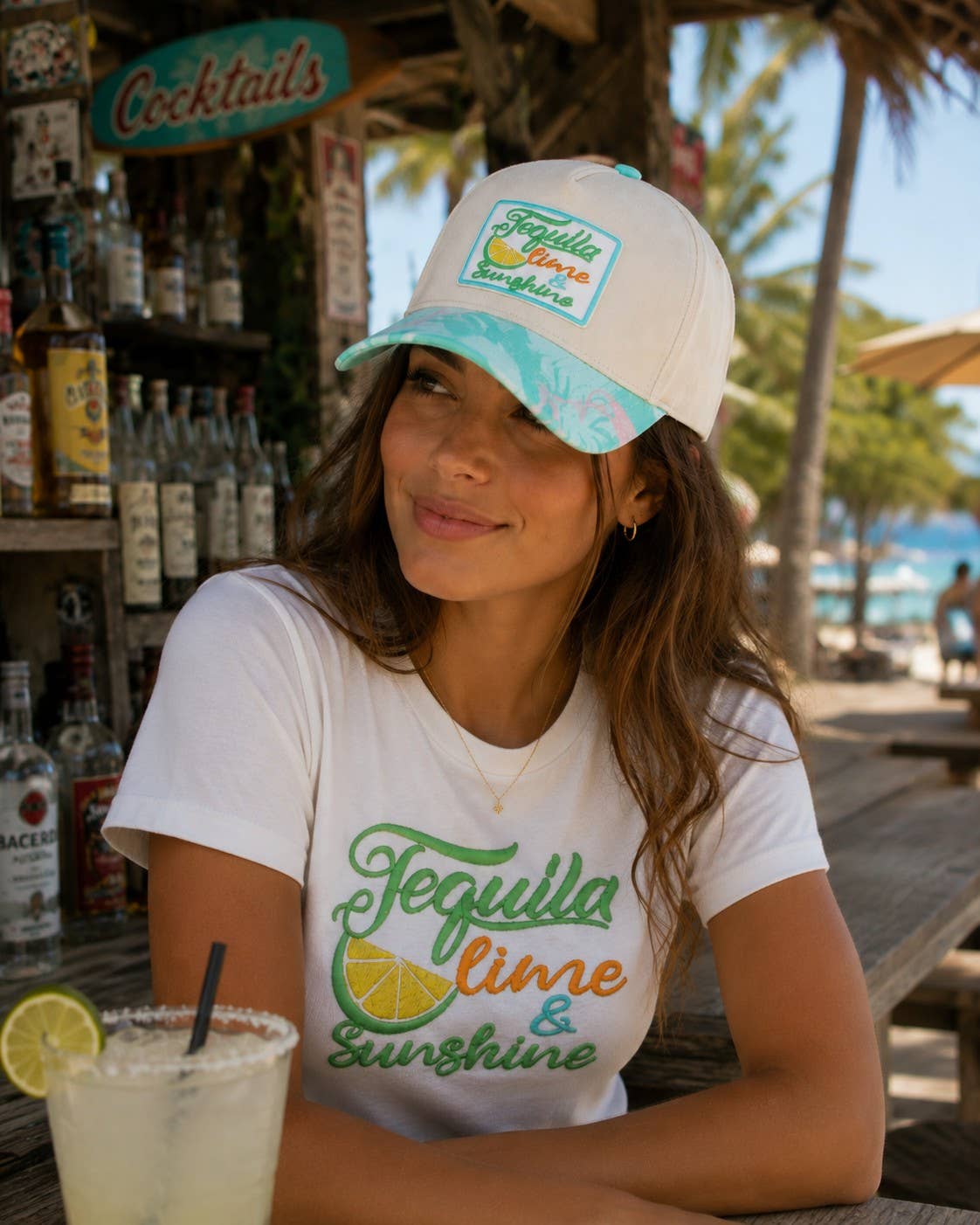 Tequila Lime Sunshine Embroidered Patch Trucker Hat