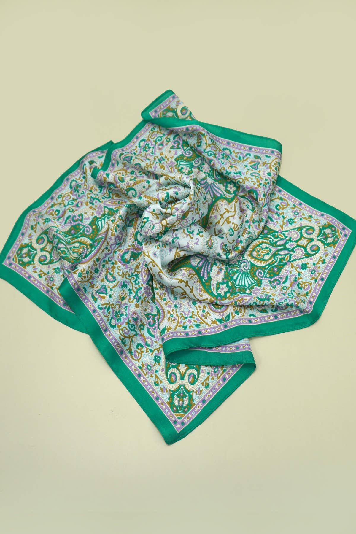 Emerald Paisley Silk-Feel Scarf