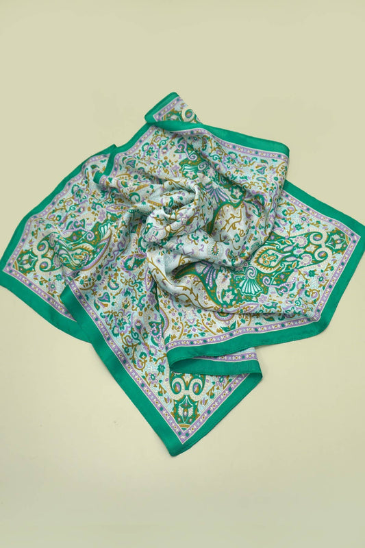 Emerald Paisley Silk-Feel Scarf