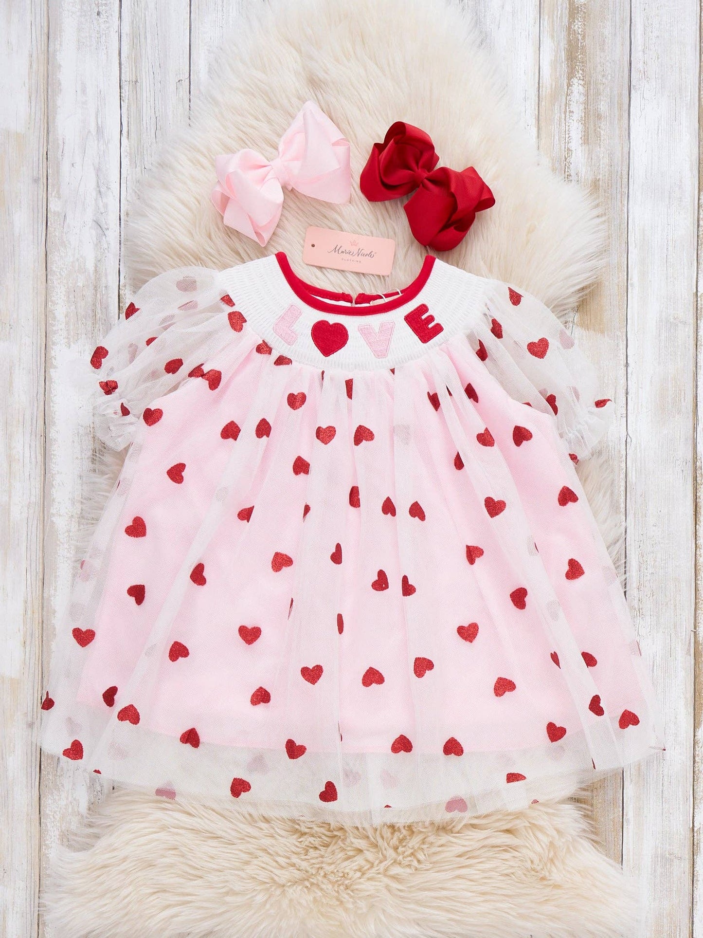 Love Letters Puff Sleeve Smocked Tulle Dress