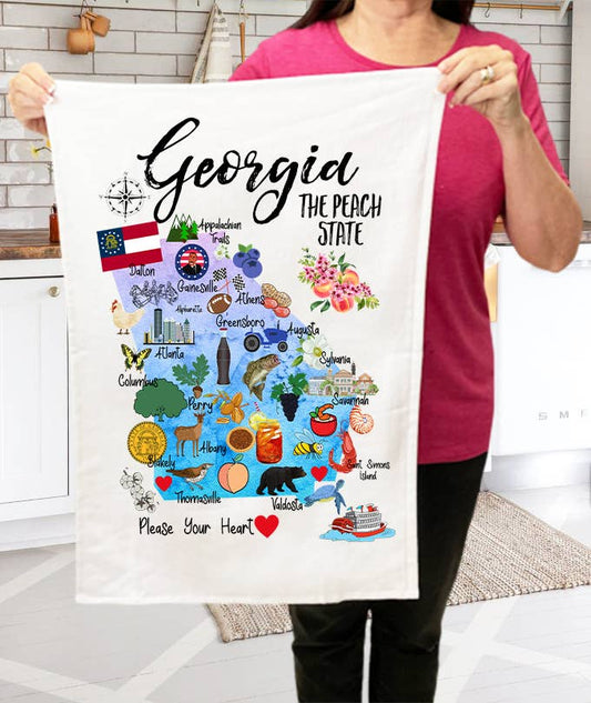 Georgia State Map Fort Moore Towel