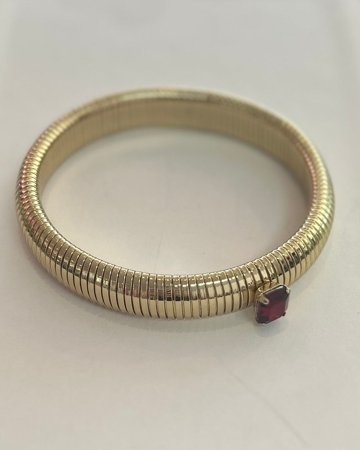 Vintage Tubogas Gold-Tone Gem Bracelet