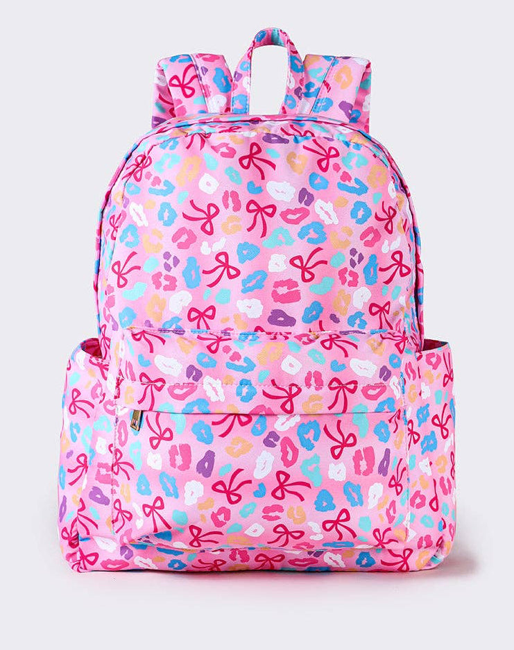 Cheetah Bow Printed Girls Backpack