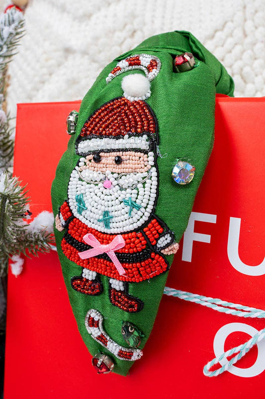 Viola Claus & Effect Green Seed Bead Knotted Headband