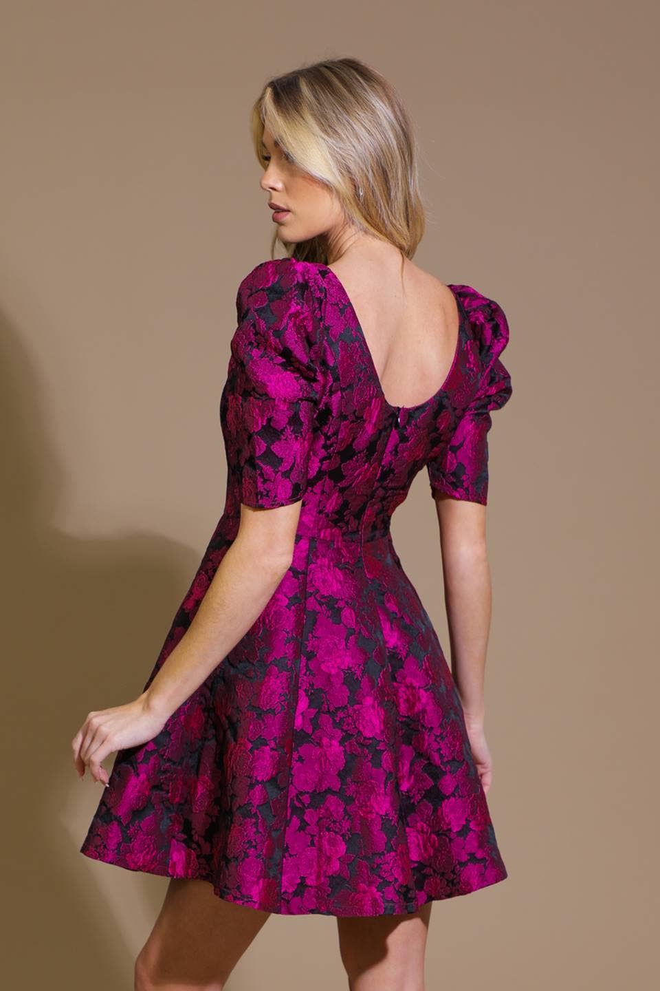 Fuchsia Jacquard Bloom Dress