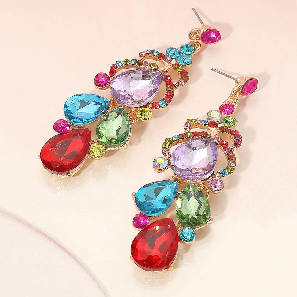 Teardrop Colorful Chandelier Drop Earrings