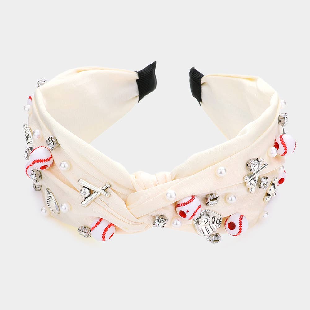 Baseball Embellished Twisted Headband