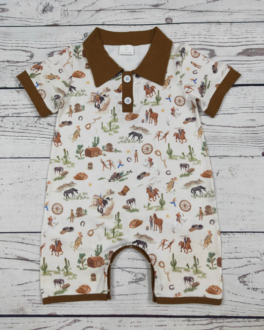 Baby Boy Western Printed Summer Romper