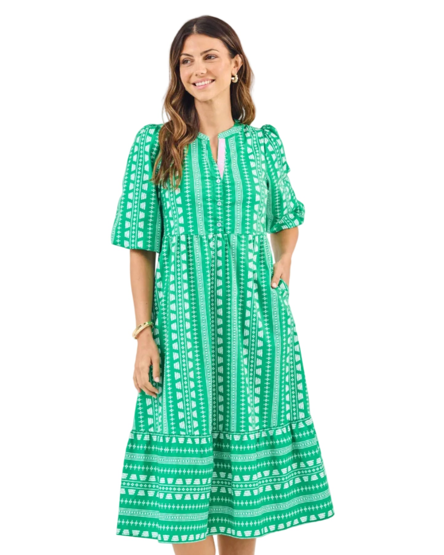 Curvy Riley Heritage Stitch Green Dress
