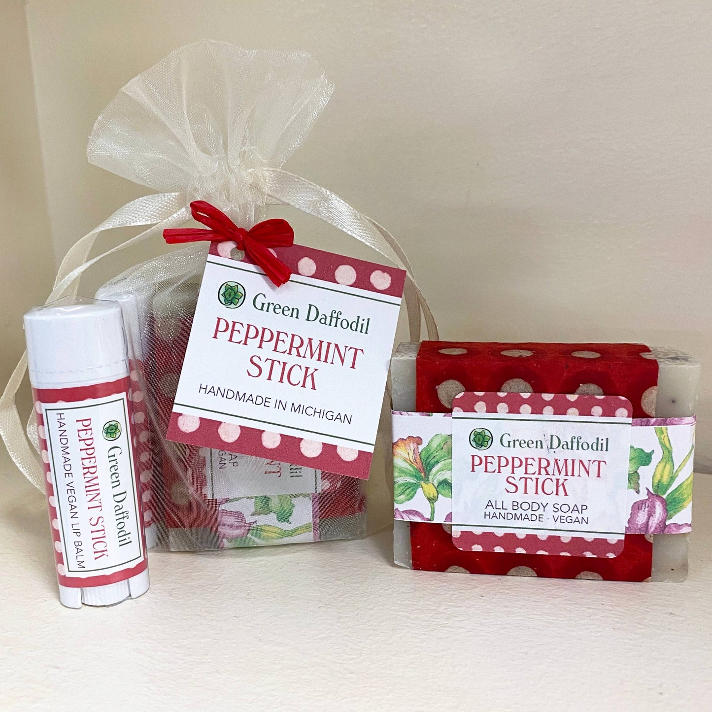 Peppermint Stick Soap & Lip Balm Holiday Gift Set