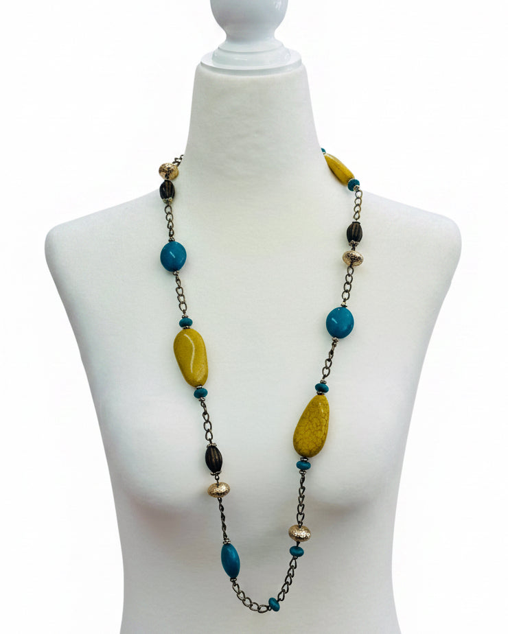 Boho Chic Resin & Filigree Longline Necklace