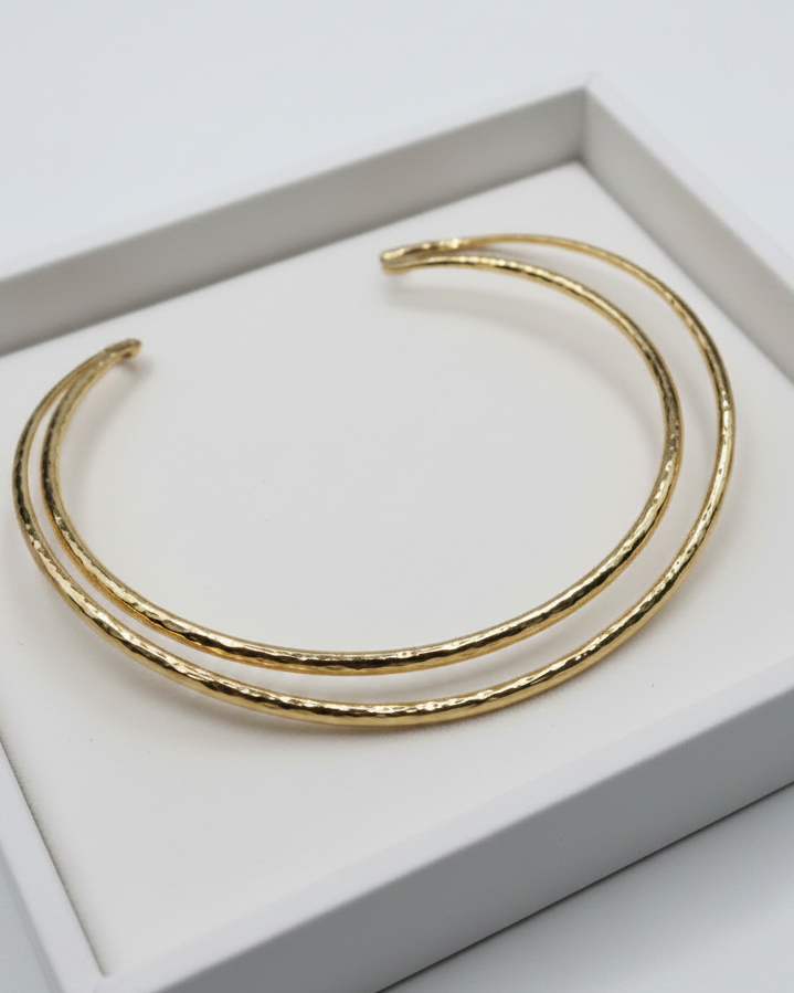 Sculptural Double-Strand Gold Torque Collar