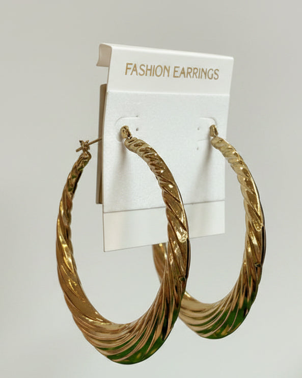 Chunky Twisted Gold Hoop Earrings