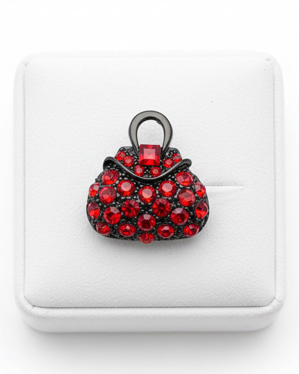 Ruby Pavé Handbag Statement Brooch