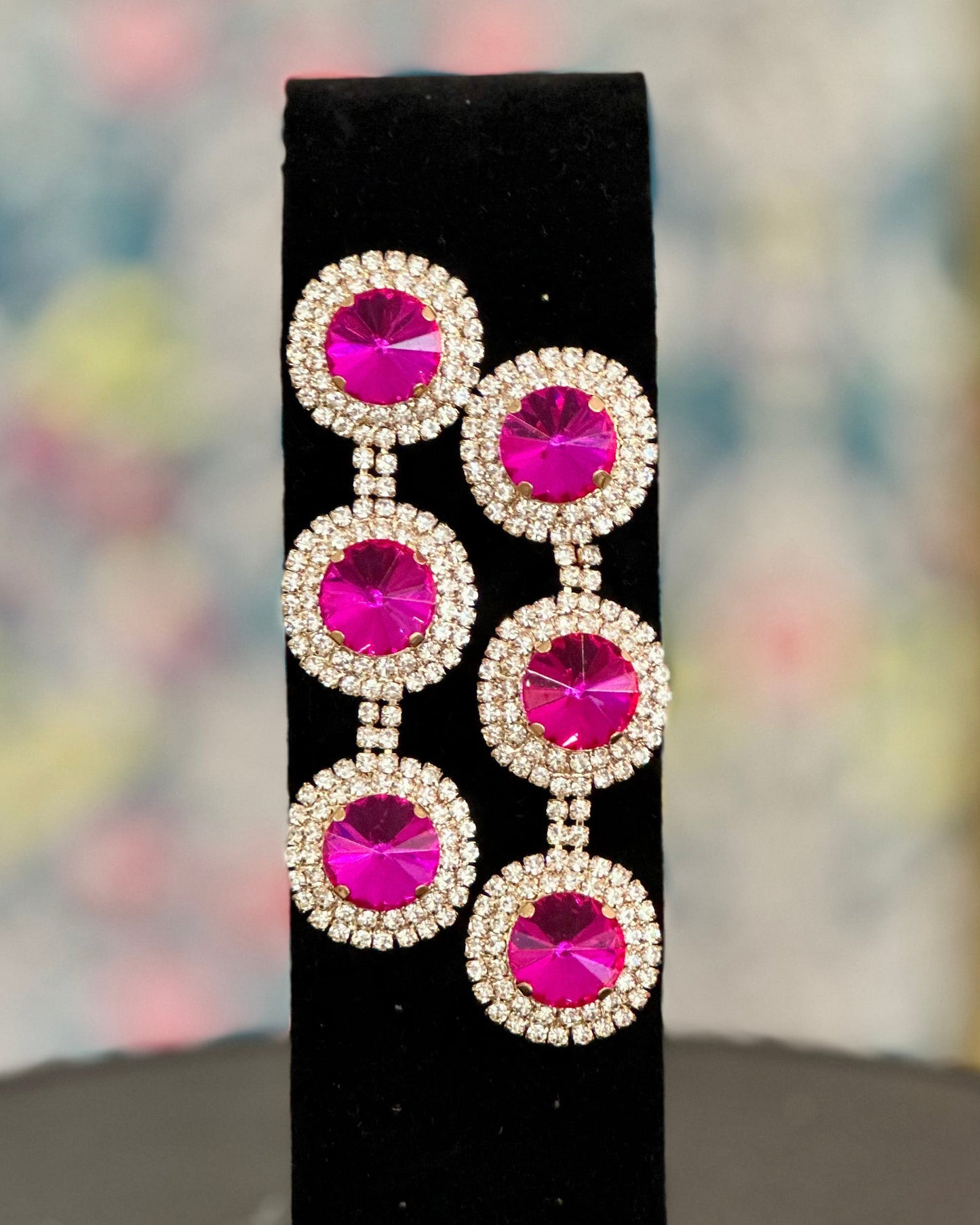 Vintage Glamour Triple Halo Dangle Earrings