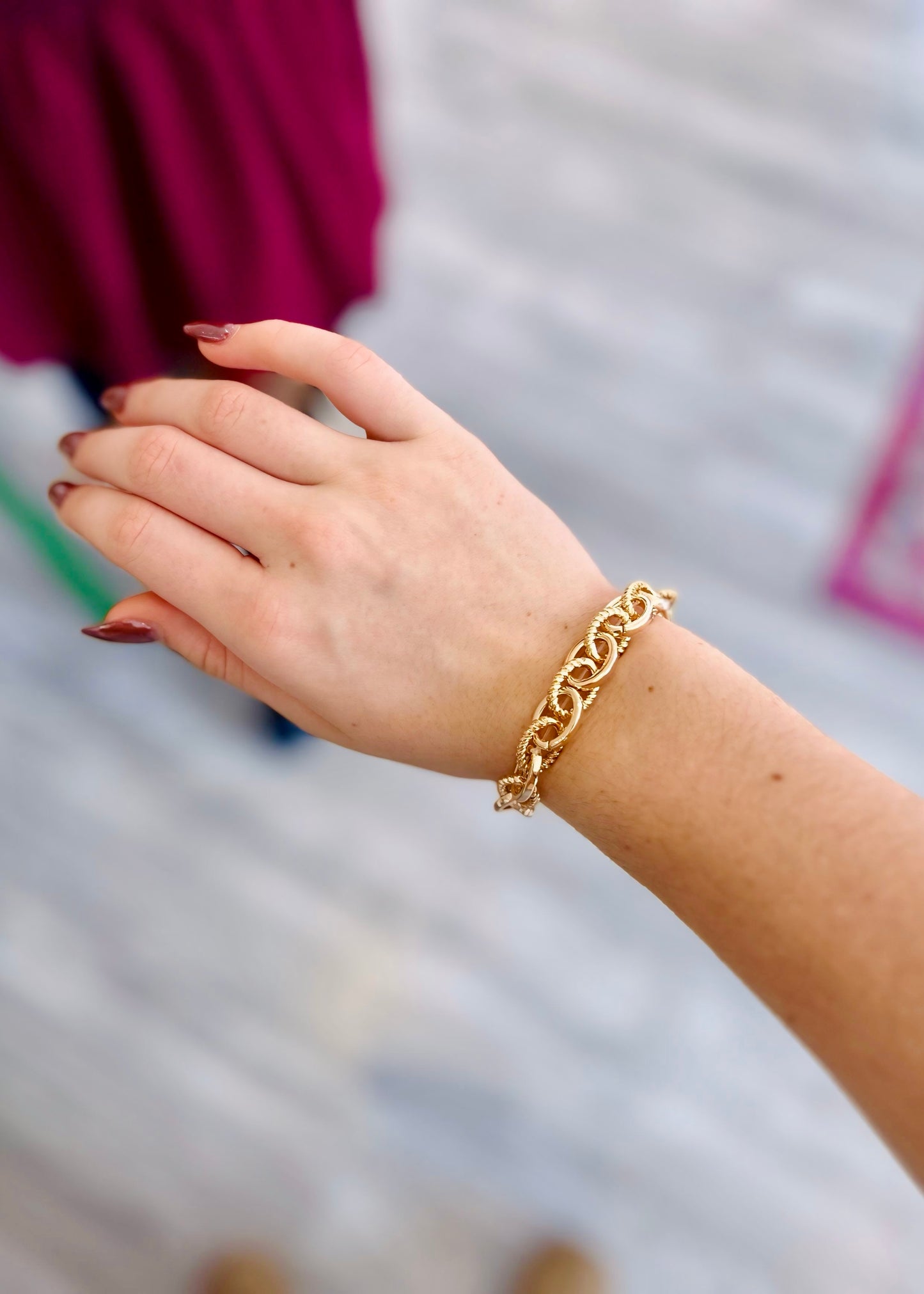 Gold Chain Link & Chain Bracelet