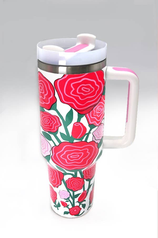 Pink Roses Graphic 40oz Tumbler