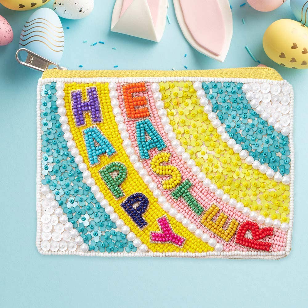 HAPPY EASTER Seed Beaded Pouch Bag