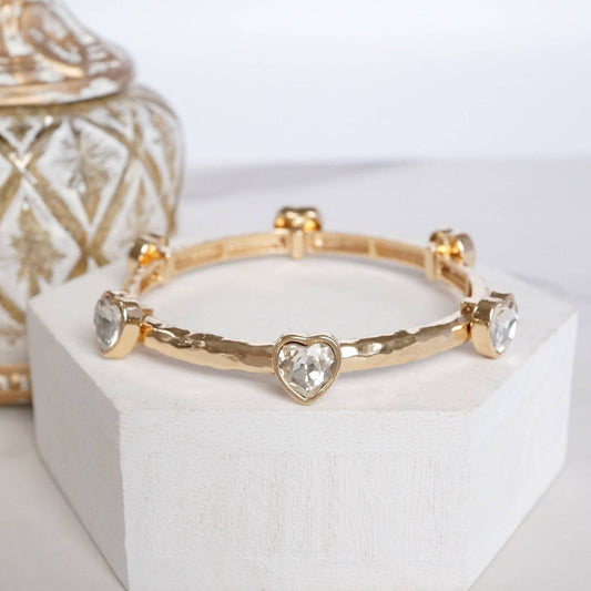 Heart Faceted Crystals Stackable Station Bangles