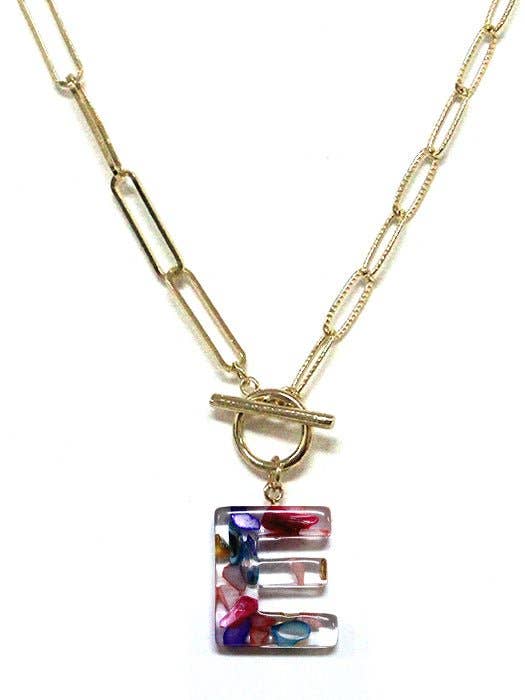 Rainbow Acrylic Initial Toggle Chain Necklace