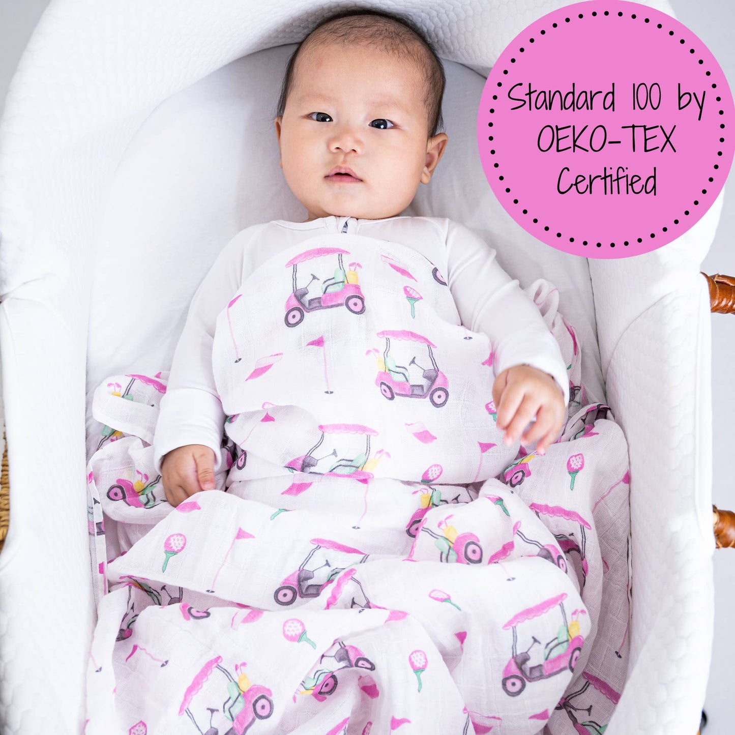 Pink Golf Baby Muslin Swaddle Blanket