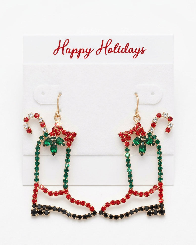 Holiday Hoedown Rhinestone Cowboy Boot Earrings