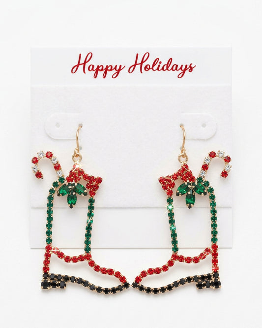 Holiday Hoedown Rhinestone Cowboy Boot Earrings